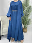 Diamond Belt Satin Abaya 4 Piece Set