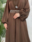 Diamond Belt Satin Abaya 4 Piece Set