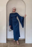 Waist Slimming Satin Flared Sleeve Dress